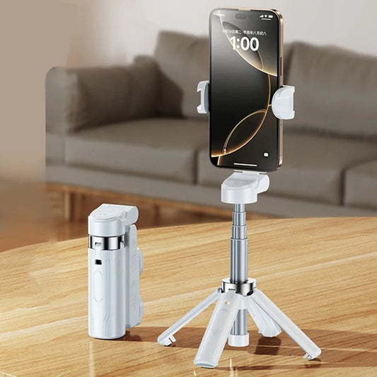 Compact Selfie Stick with Bluetooth Remote for Live Broadcasting and Versatile Phone Support